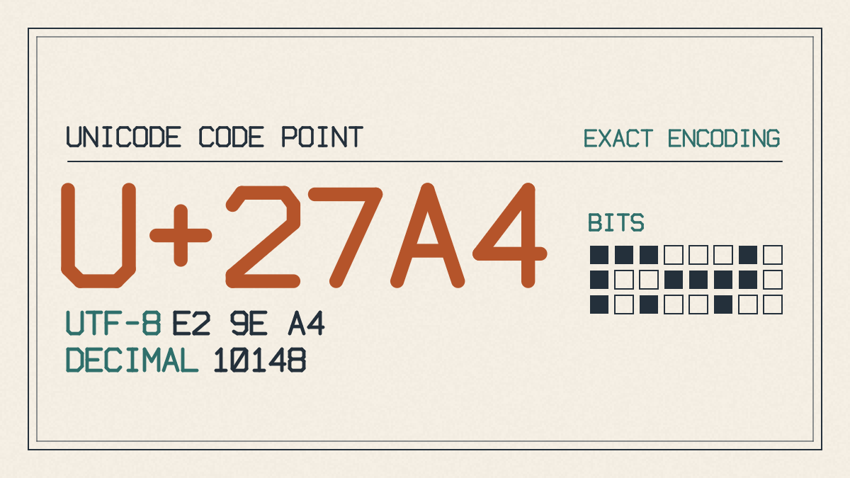 Unicode heavy right-pointing arrow ➤ at code point U+27A4